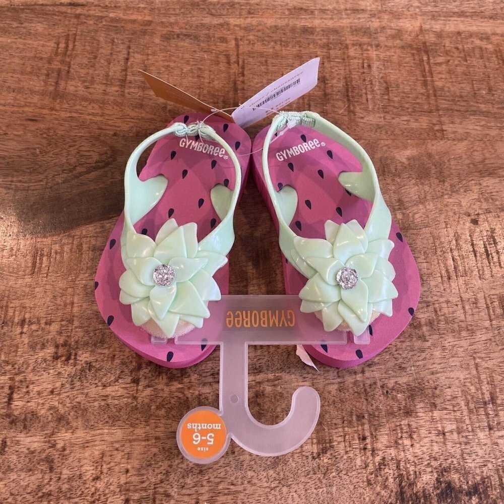 Gymboree Watermelon Flip Flops Toddler Size 5/6 Summer Beach Pool Backyard Fun